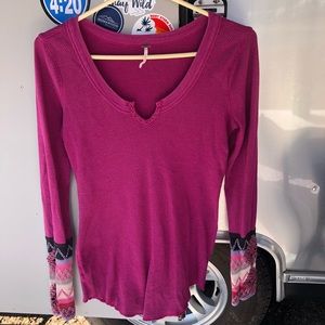 Free people thermal top with knitted cuffs